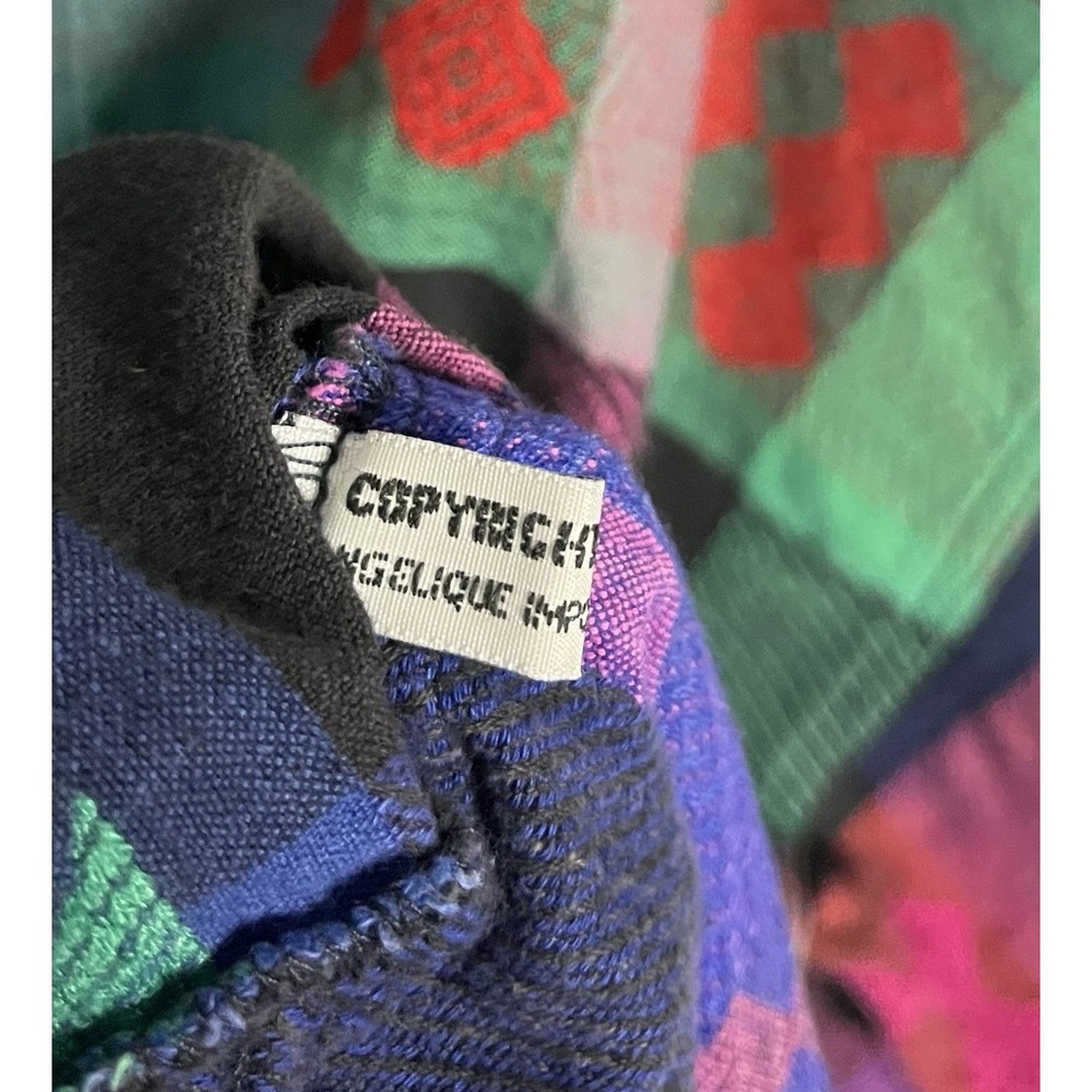 Vintage 90s Angelique Imports Patchwork Hoodie Pullover 100% Cotton Free Size - Picture 6 of 9